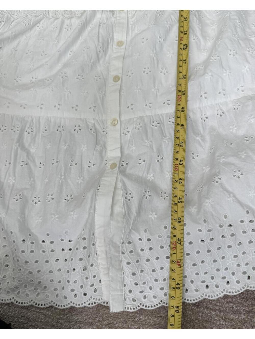 NWT Gap x DÔEN Cotton White Eyelet Tiered Midi Dress Size L - Picture 9 of 13